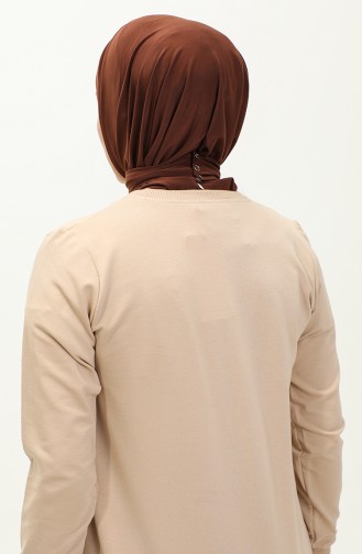 Snap Fastener Practical Scarf 1256-01 Brown 1256-01