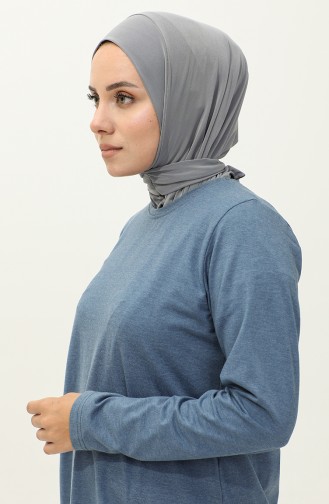 Practical Scarf With Snap Fasteners 1256-08 Silver Gray 1256-08