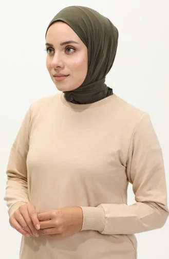 Snap Fastener Practical Scarf 1256-12 Khaki 1256-12