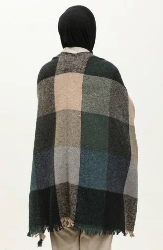 Square Patterned Poncho 2049-03 Emerald Green 2049-03