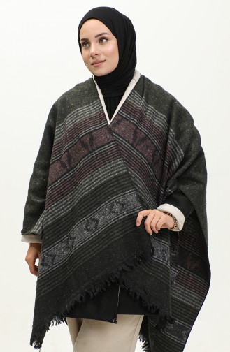 Poncho A Motifs Rayure 2052-03 Khaki 2052-03