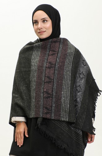 Poncho Met Strepenmotief 2052-03 Kaki 2052-03