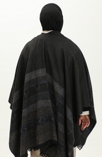 Stripe Patterned Poncho 2052-04 Brown 2052-04