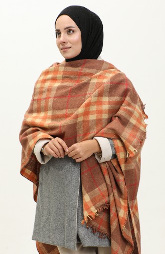 Plaid Patterned Poncho 2053-03 Onion Peel 2053-03