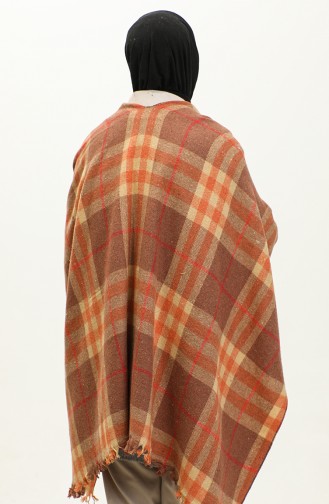 Plaid Patterned Poncho 2053-03 Onion Peel 2053-03