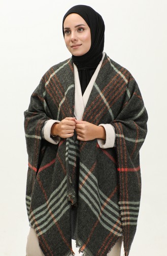 Poncho Met Strepenmotief 2054-03 Kaki 2054-03