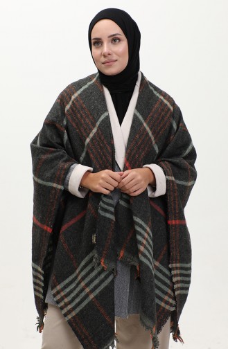 Poncho Met Strepenmotief 2054-03 Kaki 2054-03