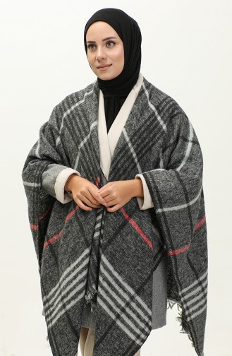 Poncho Met Strepenmotief 2054-04 Zwart 2054-04