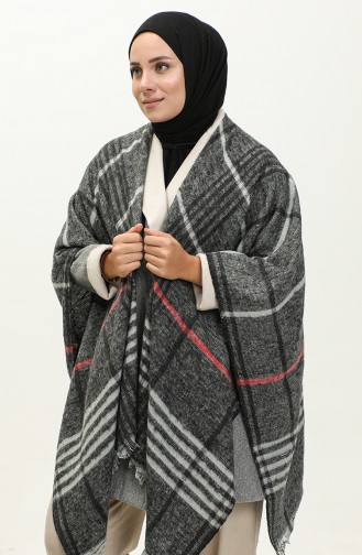 Poncho Met Strepenmotief 2054-04 Zwart 2054-04