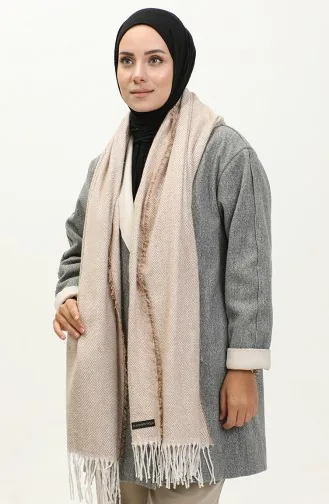 Düz Akrilik Omuz Şalı 2063-09 Vizon