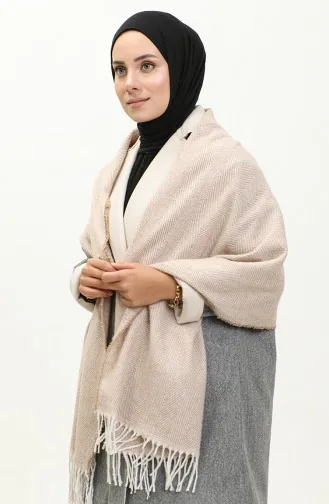 Düz Akrilik Omuz Şalı 2063-09 Vizon