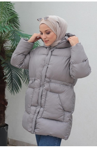 Fermuarlı Şişme Mont 4001A-05 Füme