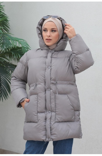 Fermuarlı Şişme Mont 4001A-05 Füme