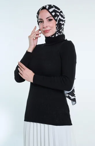 Triko Boğazlı Kazak 5225-01 Siyah