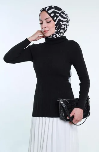 Triko Boğazlı Kazak 5225-01 Siyah