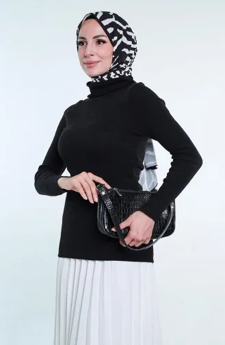 Triko Boğazlı Kazak 5225-01 Siyah