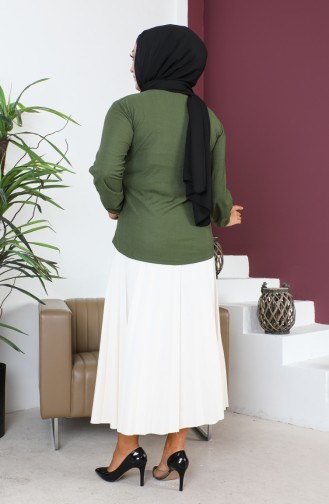 Große Bluse Mit Taschendetail 2101-01 Dunkelkhaki 2101-01