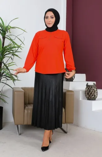 Blouse Détail Poche Grande Taille 2101-02 Corail 2101-02