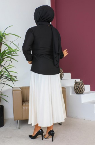 Große Bluse Mit Taschendetail 2101-03 Schwarz 2101-03