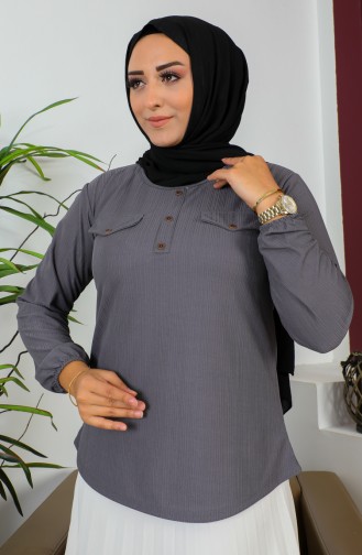 Große Bluse Mit Taschendetail 2101-09 Anthrazit 2101-09