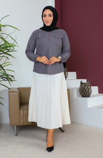 Große Bluse Mit Taschendetail 2101-09 Anthrazit 2101-09