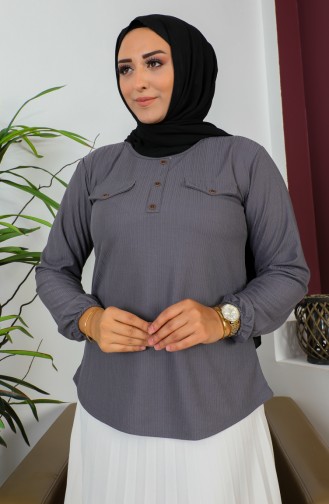 Große Bluse Mit Taschendetail 2101-09 Anthrazit 2101-09
