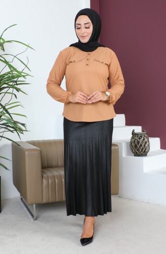 Große Bluse Mit Taschendetail 2101-11 Milchkaffee 2101-11