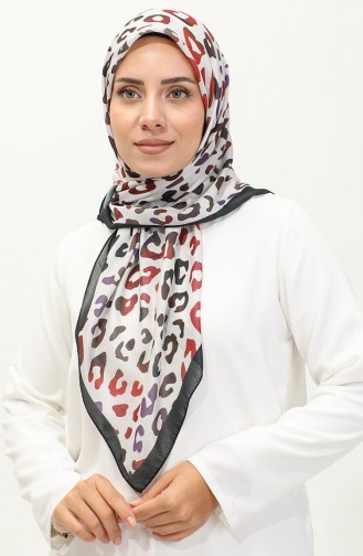 Leopard Pattern Scarf 2057-03 Black Brick Red 2057-03