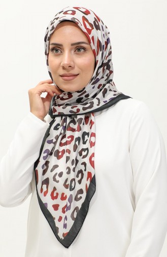 Leopard Pattern Scarf 2057-03 Black Brick Red 2057-03