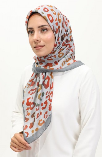 Leopard Pattern Scarf 2057-05 Gray Orange 2057-05