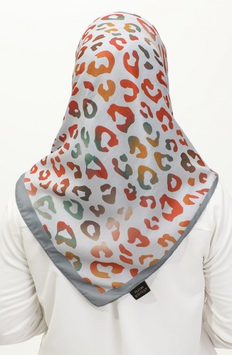 Leopard Pattern Scarf 2057-05 Gray Orange 2057-05