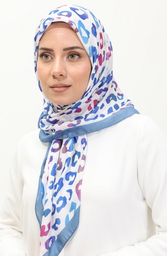 Leopard Patterned Scarf 2057-09 İndigo Saxe 2057-09