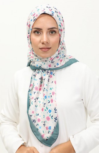 Çiçek Desenli Eşarp 2059-01 Çağla Yeşili