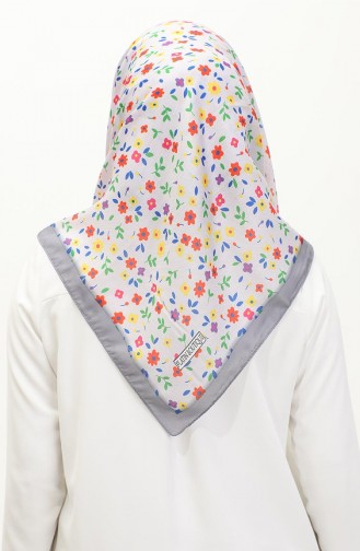 Floral Patterned Scarf 2059-02 Gray 2059-02