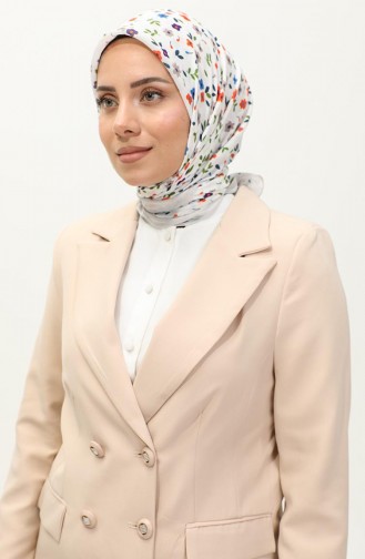 Çiçek Desenli Eşarp 2059-05 Bej