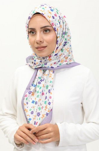 Çiçek Desenli Eşarp 2059-12 Lila