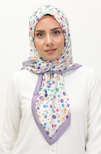 Çiçek Desenli Eşarp 2059-12 Lila