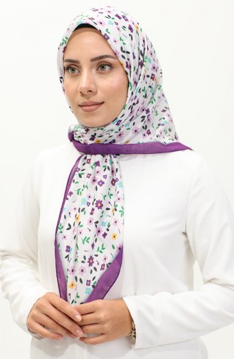 Çiçek Desenli Eşarp 2059-14 Mor