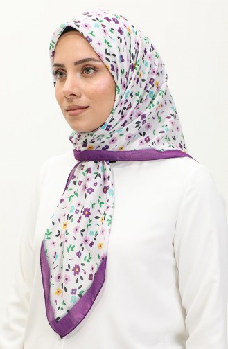 Çiçek Desenli Eşarp 2059-14 Mor