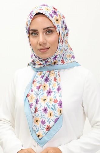 Floral Patterned Scarf 2061-03 Light Gray 2061-03
