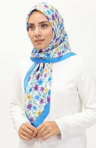 Echarpe A Motifs Fleurs 2061-07 Bleu Foncé 2061-07