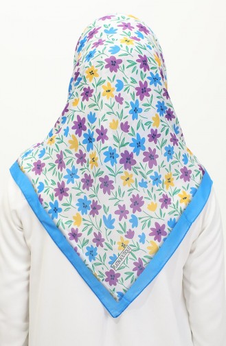 Floral Patterned Scarf 2061-07 Dark Blue 2061-07