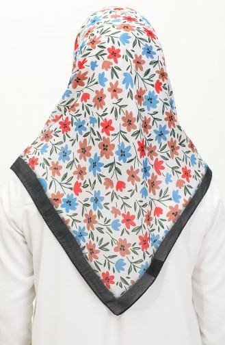 Flower Patterned Scarf 2061-10 Black Coffee with Milk 2061-10