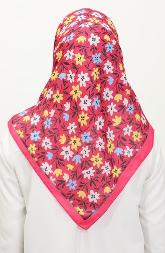 Floral Patterned Scarf 2061-11 Fuchsia Yellow 2061-11