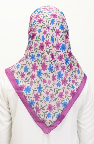 Flower Patterned Scarf 2061-12 Purple 2061-12