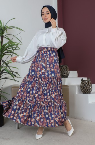 Ruche Gedetailleerde Hijabrok 1502-04 Indigo 1502-04
