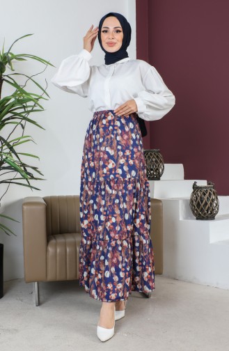 Ruffle Detailed Hijab Skirt 1502-04 İndigo 1502-04