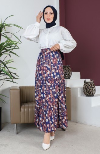 Ruche Gedetailleerde Hijabrok 1502-04 Indigo 1502-04