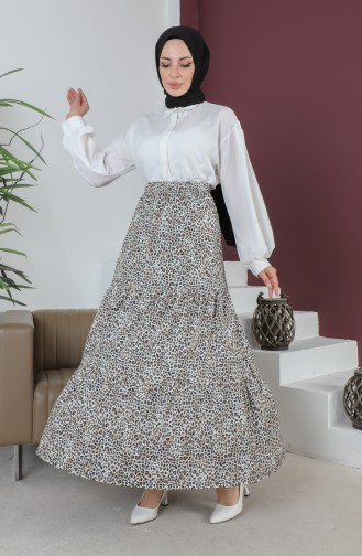 Ruffle Detailed Hijab Skirt 1502-01 Brown 1502-01