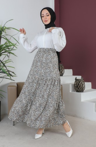 Rüschendetaillierter Hijab-Rock 1502-01 Braun 1502-01